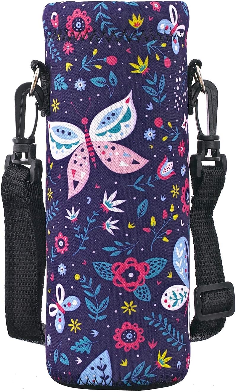 Insulated Neoprene Water Bottle Carrier | 24oz/32oz Sling Holder for Walking