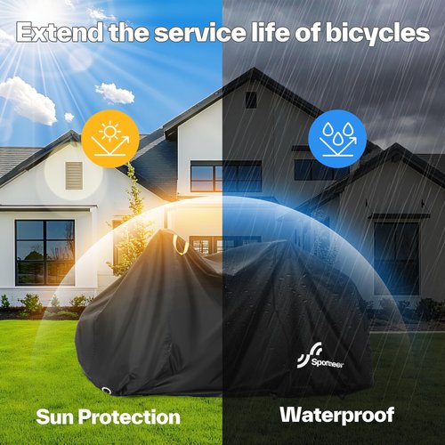 Sportneer Bike Cover: Waterproof Outdoor Bicycle Covers with Lock Hole & Storage Bag - Rain Sun UV Dust Wind Proof Bike Covers for Mountain Road Electric Bike
