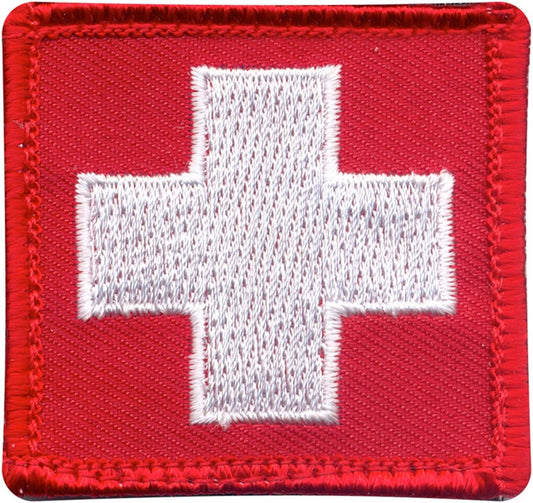 Rothco White Cross Hook Backing Patch, Red