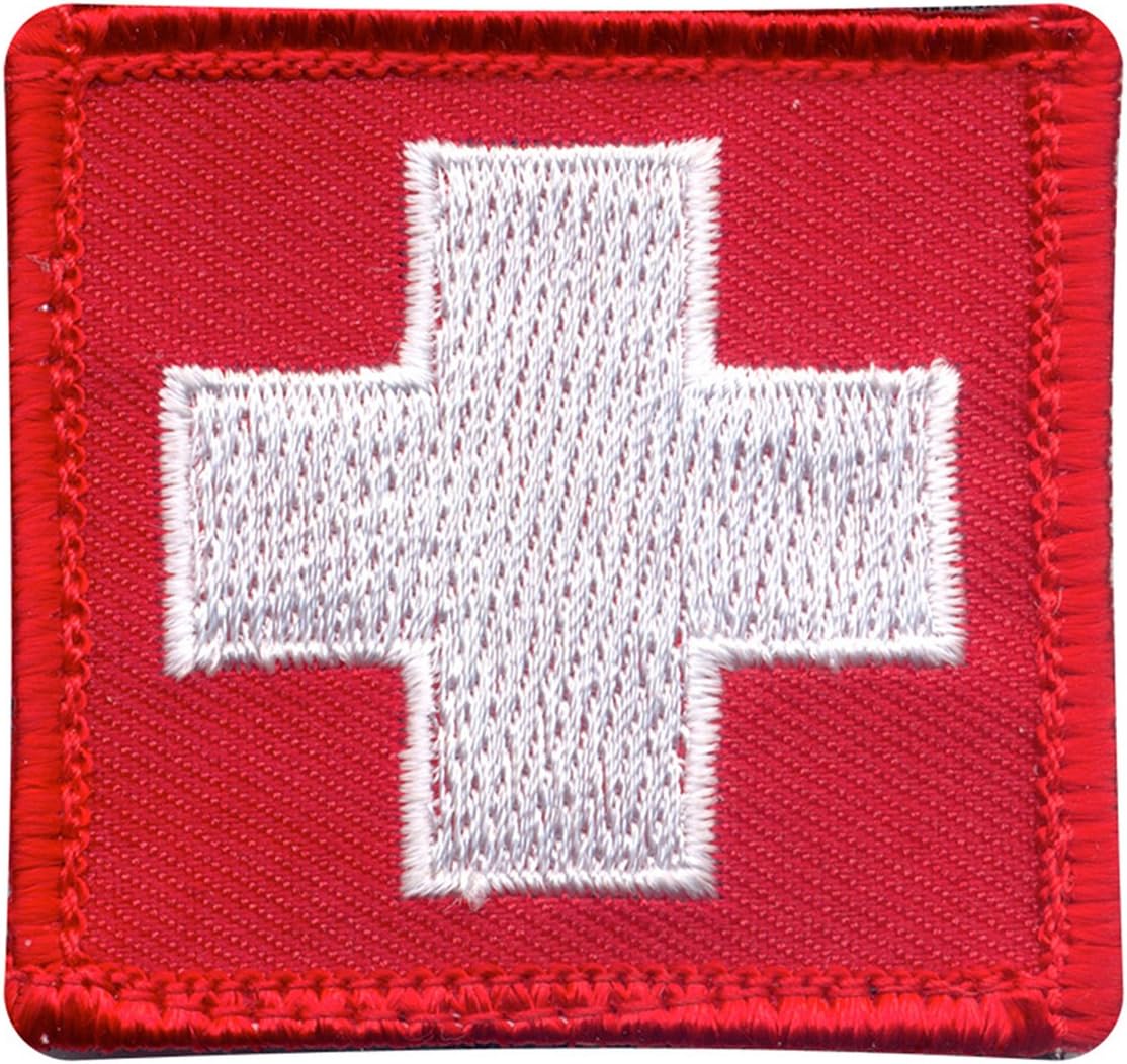 White Cross Hook Backing Patch by Rothco - Red Fabric Emblem for Uniforms
