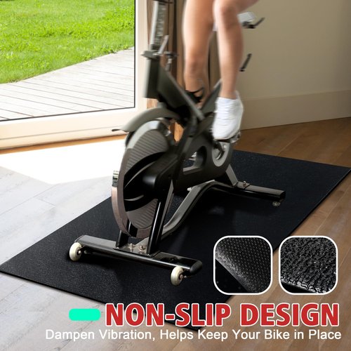 Peloton Bike Mat | 6mm Thickness, 36" x 72" Exercise Bike Mat/Treadmill Mat for Hardwood Floors or Carpet, Non-Slip Sweat-Proof Exercise Equipment Mat for Bike Trainer/Stationary Spin Bike