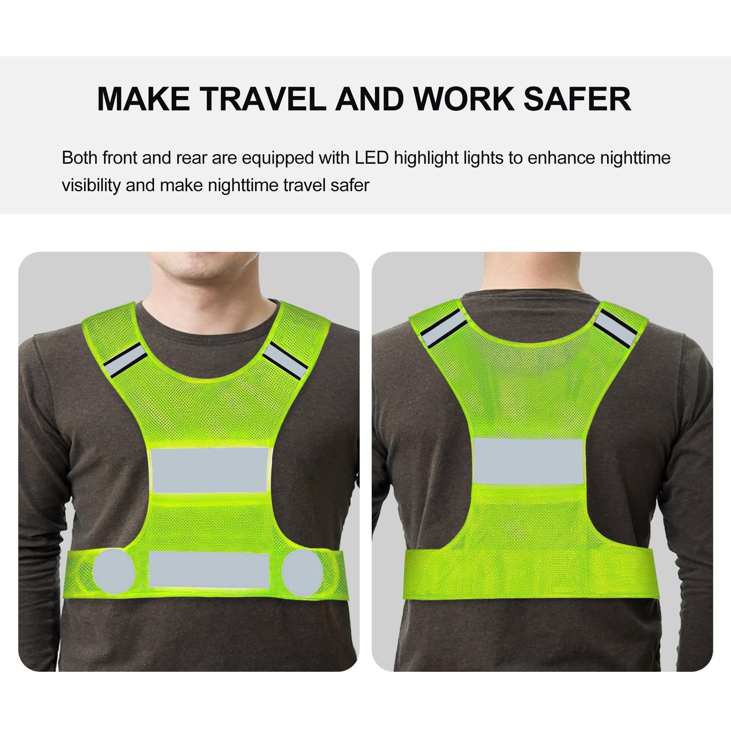 GOOFIT Running Vest and 2 Arm Straps for Jogging, Bicycle, Cycling Reflective High Visibility Vest Breathable Lightweight for Men & Women