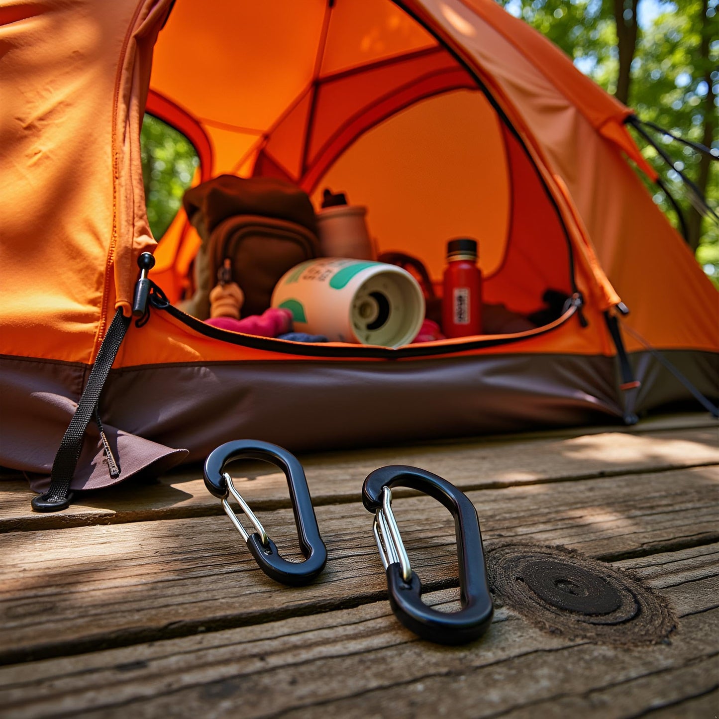 6Pcs Black Carabiner Clips Heavy Duty Bright Buckles Gourd Shape for Camping Accessory and Keychain Carabiners