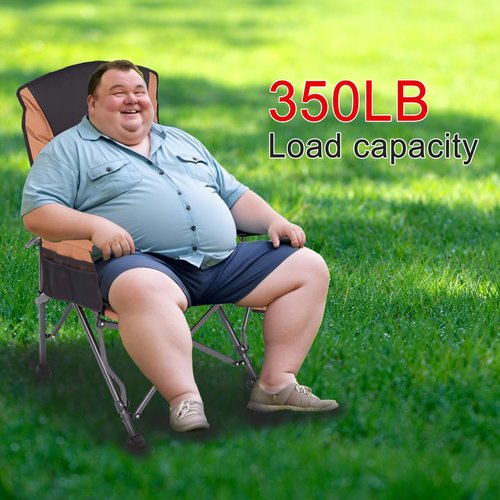 LAWFAW Camping Chairs,Adjustable Backrest Chair,Oversized Lawn Chair Supports 350lbs,Out Door Folding Chairs with Side Pockets and Cup Holder,Ideal for Beach,Fishing,Camping,Patio Relaxation