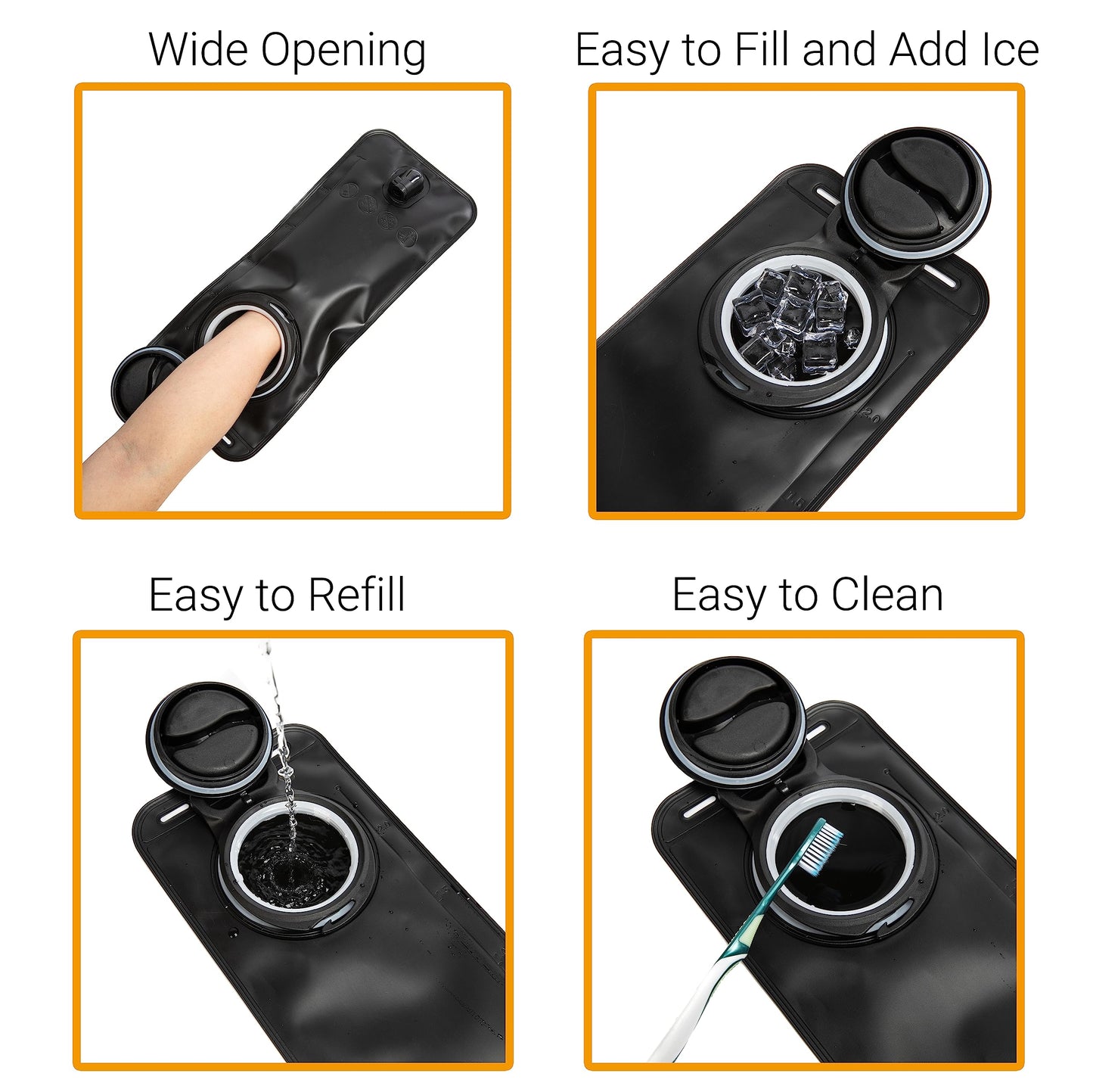 J.CARP Hydration Bladder 2 Liter Leak Proof Water Reservoir, Water Pouch Hydration Pack Replacement for Cycling, Hiking, Camping, Hunting, Running Black