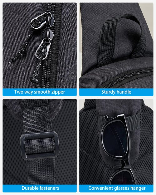 OIWAS Sling Bag Crossbody Backpack for Men, One Strap Backpack Hiking Daypack Chest Bag for Women Large Capacity Water Resistant Shoulder Bags (black)