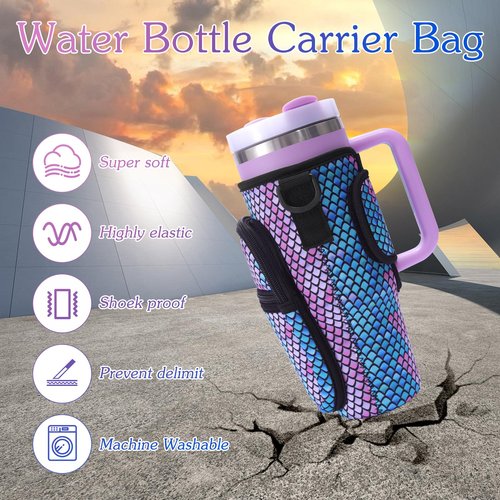 Water Bottle Carrier Bag with Phone Pocket for Stanl-ey 40oz Tumbler with Handle, Colorful Water Bottle Crossbody Bag with Adjustable Strap for Stanl-ey Cup Accessories