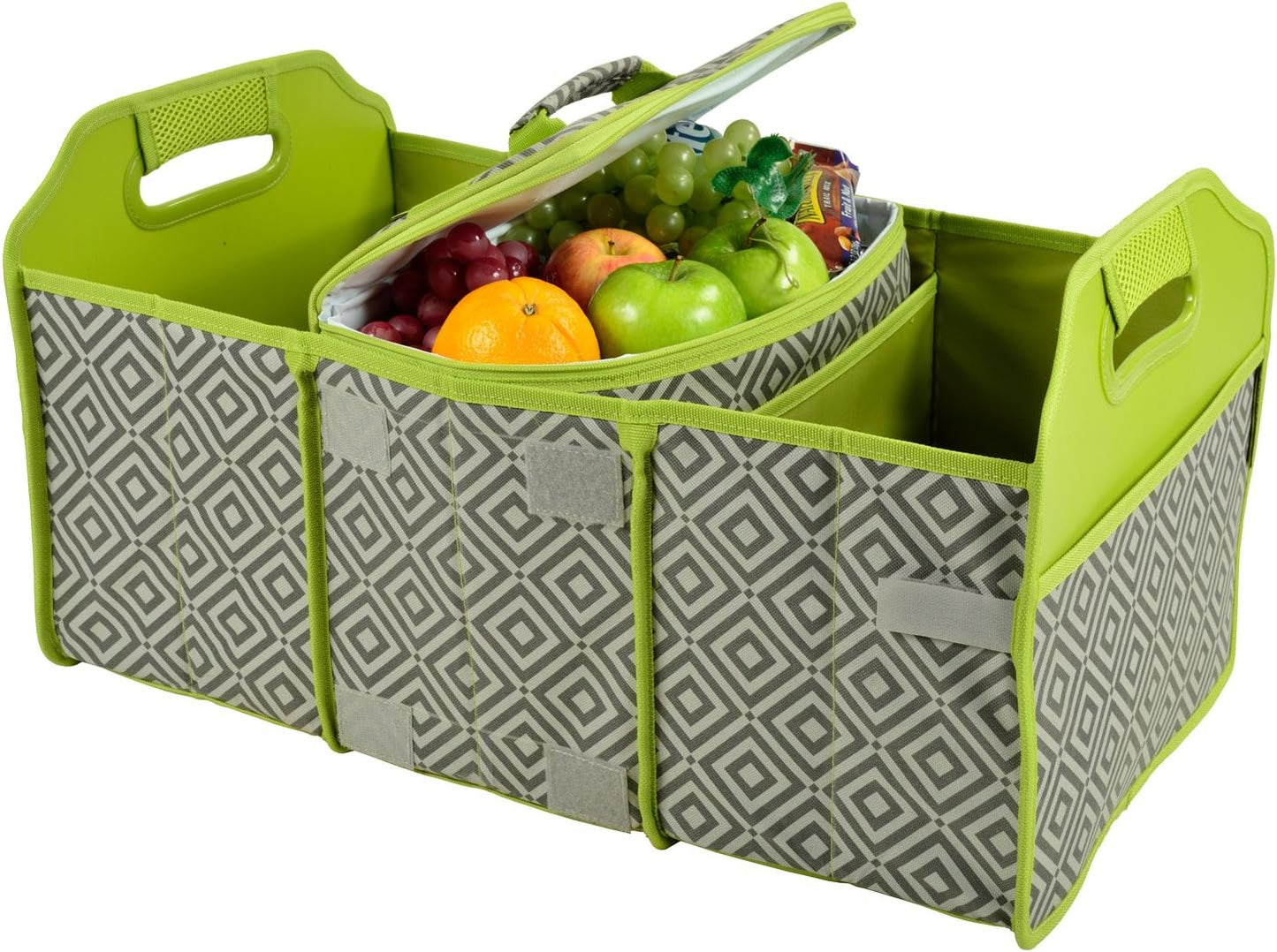 Picnic at Ascot Original Folding Trunk Organizer With Cooler, Red Chevron
