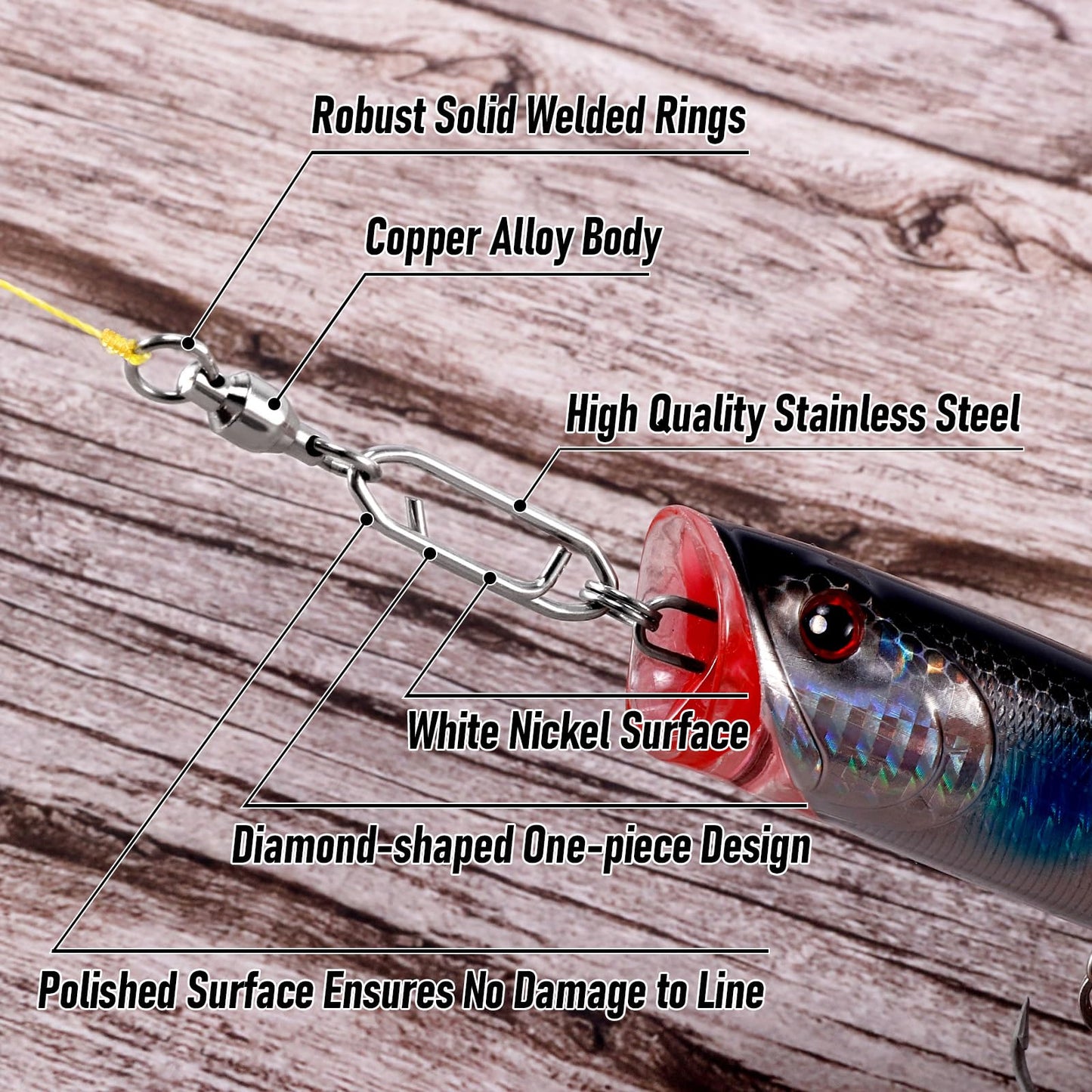 Alwonder 30-Pack Fishing Speed Clips Quick Change Snap Swivels, Ball Bearing Swivel Power Clips Fishing Snap Swivels Freshwater Saltwater Crankbait Popper Lures Quick Snaps Connector Tackle (0+S 33LB)