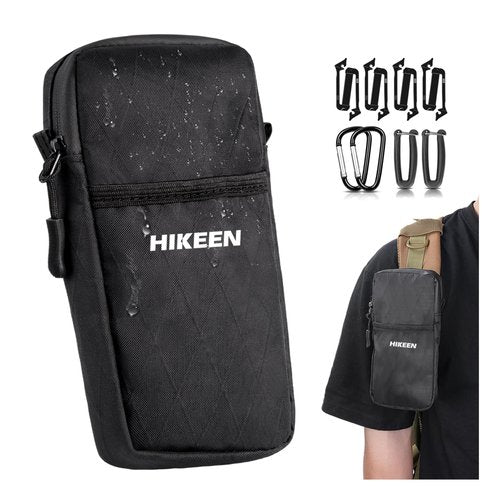 Hikeen X-Pac Backpack Strap Pouch for Smartphone, Weatherproof Durable Tactical Molle Phone Pouch with Carabiner, Molle Backpack Phone Holder Fit Outdoor/Hiking/Climbing-1pcs