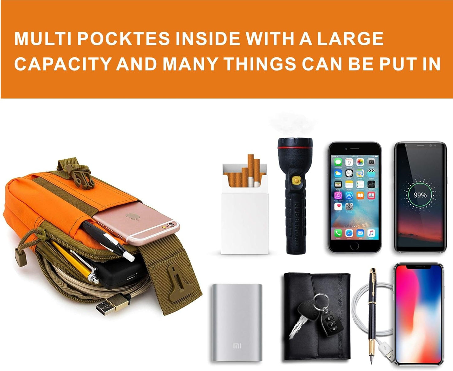 Tactical Waist Pouch EDC Molle Waist Bag Belt Phone Pouch Holster Purse Carrying Pouch for Smartphone, Tools