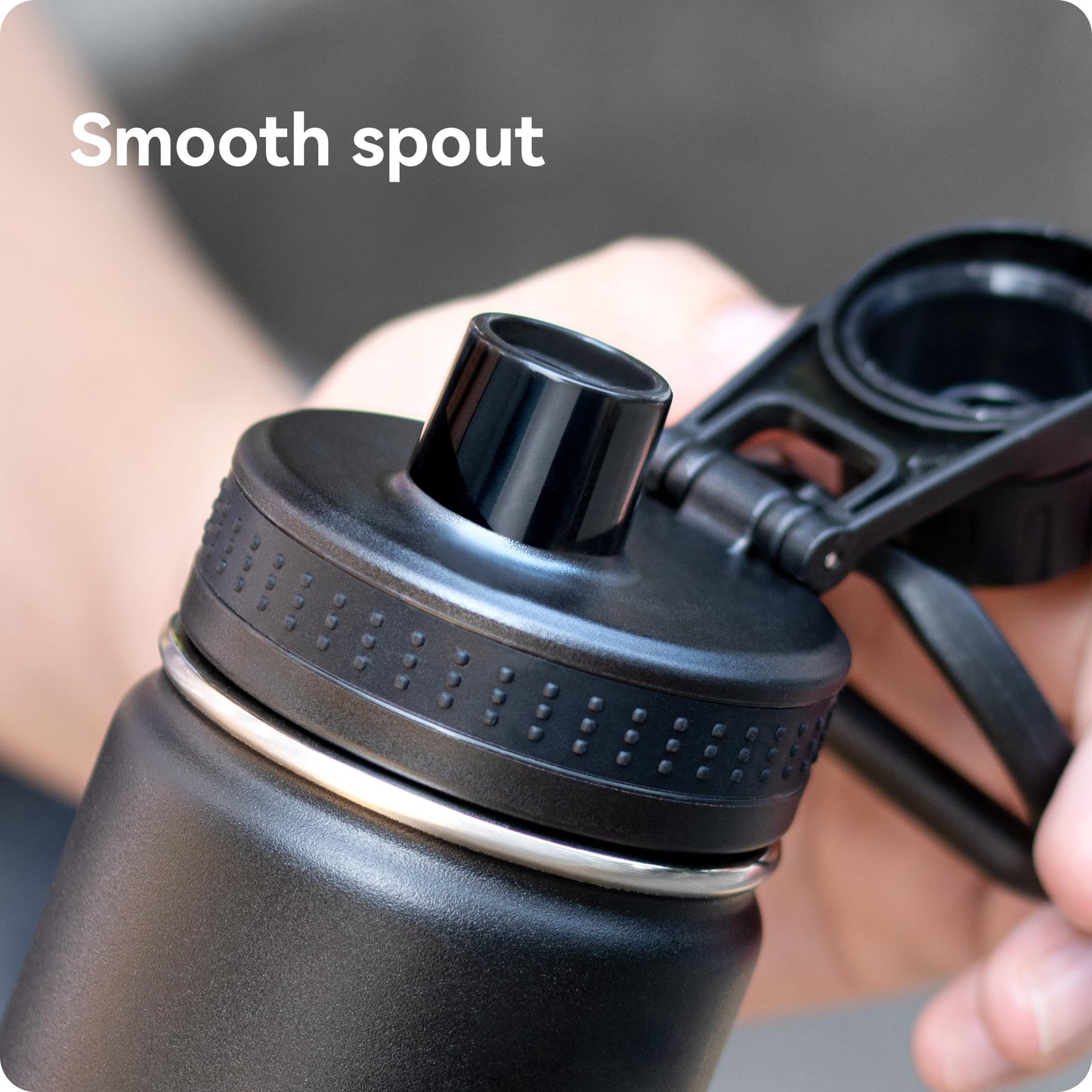 Prurex Spout Lid for Hydro Flask Wide Mouth Water Bottles, Replacement Lid for 12 16 18 22 32 40 64oz 2.28" Wide Mouth Sports Water Bottles Accessories (Black, 1 Pack)
