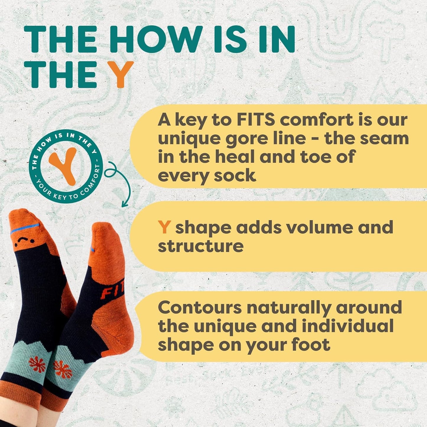 FITS Teton Light Hiker Merino Wool Crew Socks For Men and Women, Lightweight, Breathable, Whole Foot Comfort