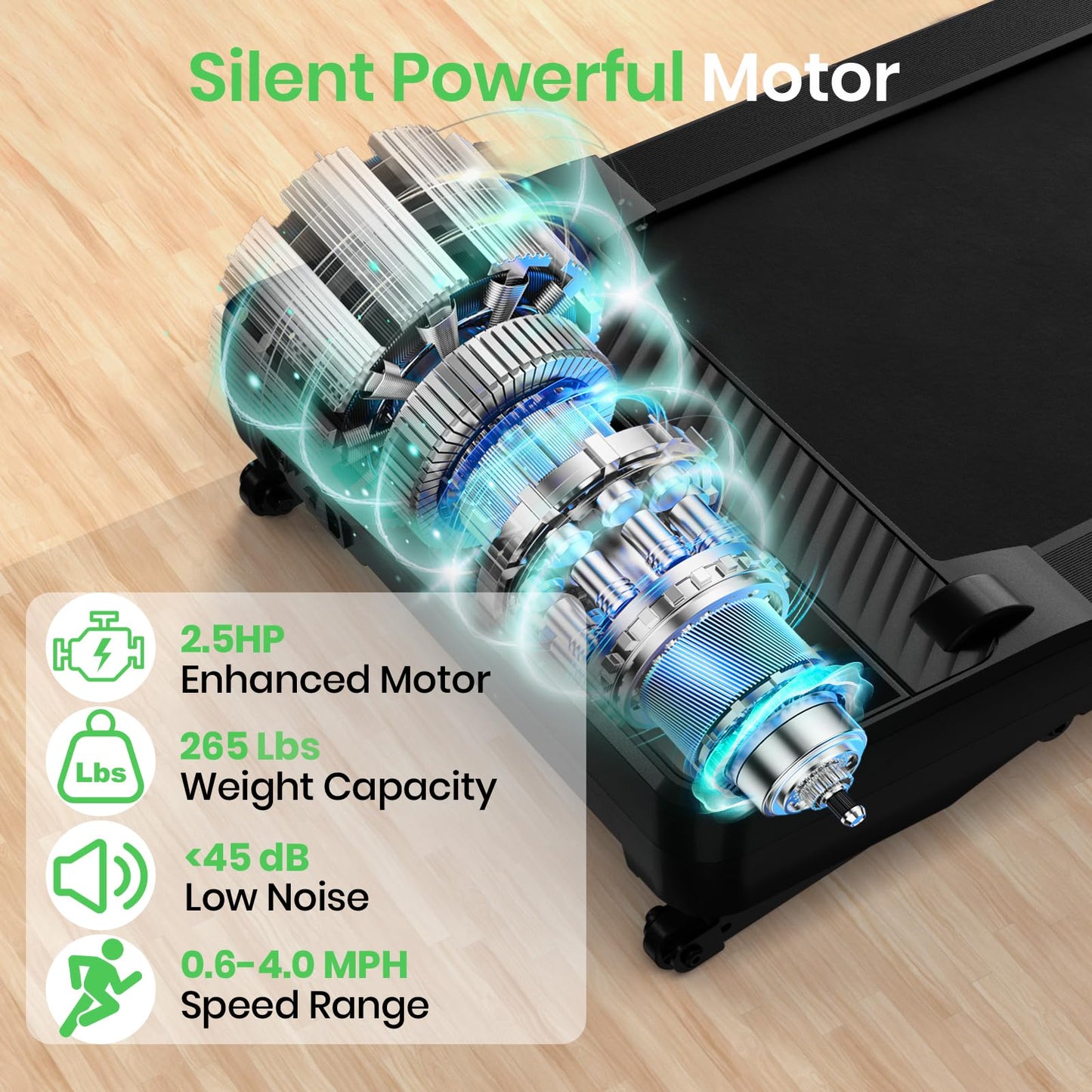 FelFast Walking Pad with 12% 6° Auto Incline, Under Desk Treadmill for Home Office w/Remote Control, 6 HIIT Mode, 265 Lbs Weight Capacity, 4 MPH Max, Desk Treadmill in LED Display, Black