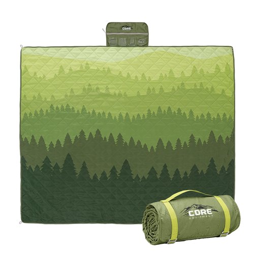 CORE Outdoor Weighted Blanket | Packable Waterproof Picnic Blanket, Beach Mat, Tent Camping Rug, & Stadium Blanket | Large Portable 94" x 78" Quilt Design with Built-in Straps and Carry Handle