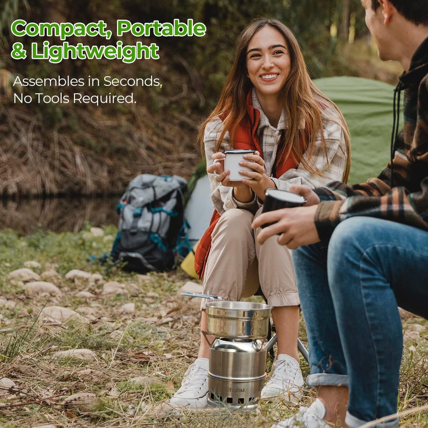 Portable Stainless Steel Camping Stove - Mini Wood Burning Grill for Hiking, BBQ & Emergency Cooking