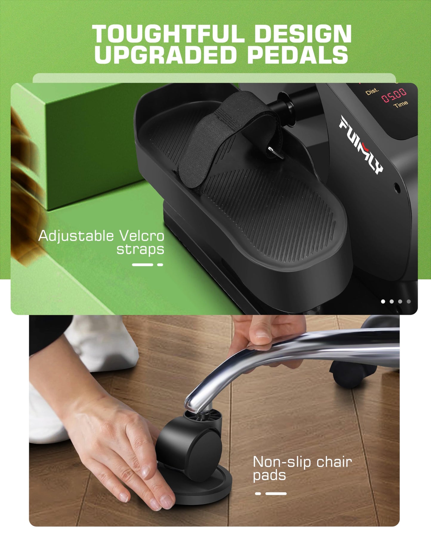 FUNMILY Under Desk Elliptical Machine with Large LCD Display, Remote Control & Non-Slip Foot Straps – Quiet Magnetic Resistance, 100% Pre-Assembled – Ideal for Seniors, Adults & All Ages (Black)