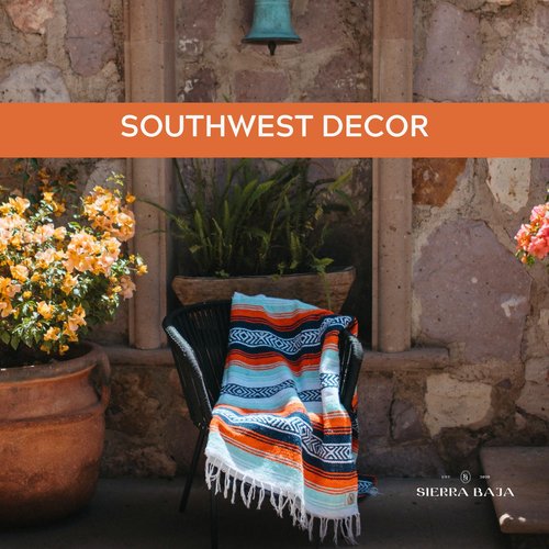 Sierra Baja Mexican Throw - 78'x57', Perfect for Yoga, Outdoors, Heavy & Thick, Orange, 1 Pc