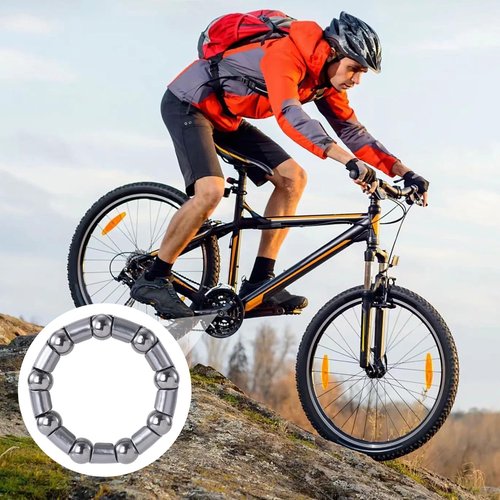 Pndeyo 4pcs 1/4" x 9 Balls Bike Ball Bearing Retainer, Stainless Steel Bottom Brackets Bearings, Axle Wheel Ball Crank Bearings Repair Accessories for Mountain Low Speed Bikes- Black