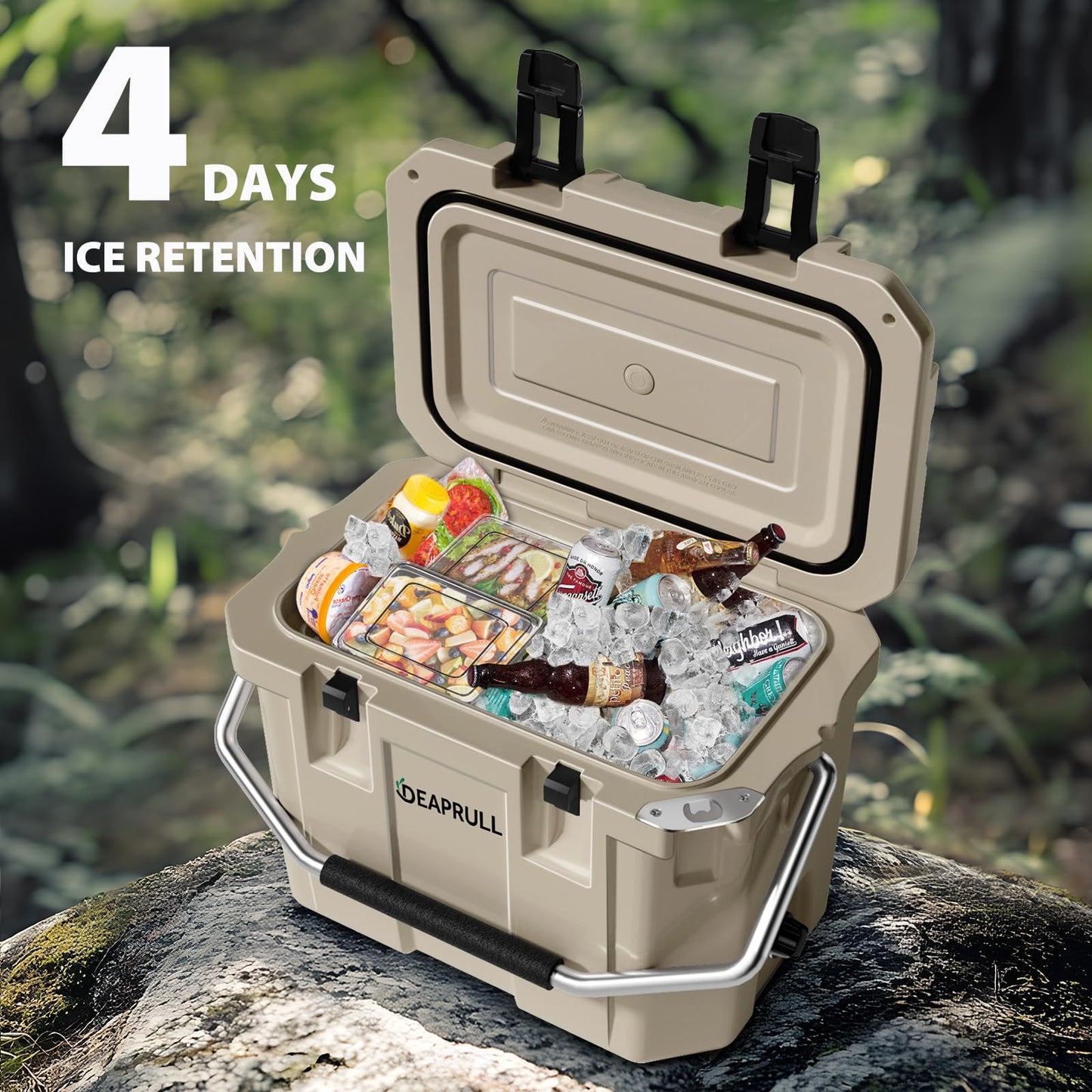 30 Quart Hard Cooler, Insulated Ice Chest Box Holds Ice for More Days, Portable Cooler with Handle, Cup Holders, Double Latches for Camping, Drink, Beverage, Beach, Picnic, Fishing, Boat, Barbecue