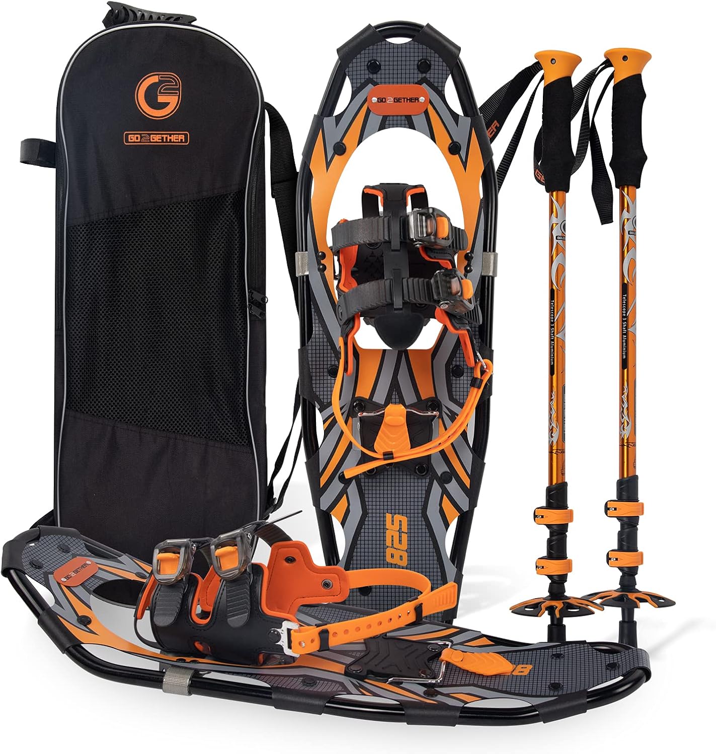 G2 21/25/30/36 Inches Light Weight Snowshoes with Toe Box, EVA Padded Ratchet Binding, Heel Lift, Flexible Pivot Bar, Durable Back Strap, Trekking Poles, Carrying Bag, Snow Baskets(6 colors available)