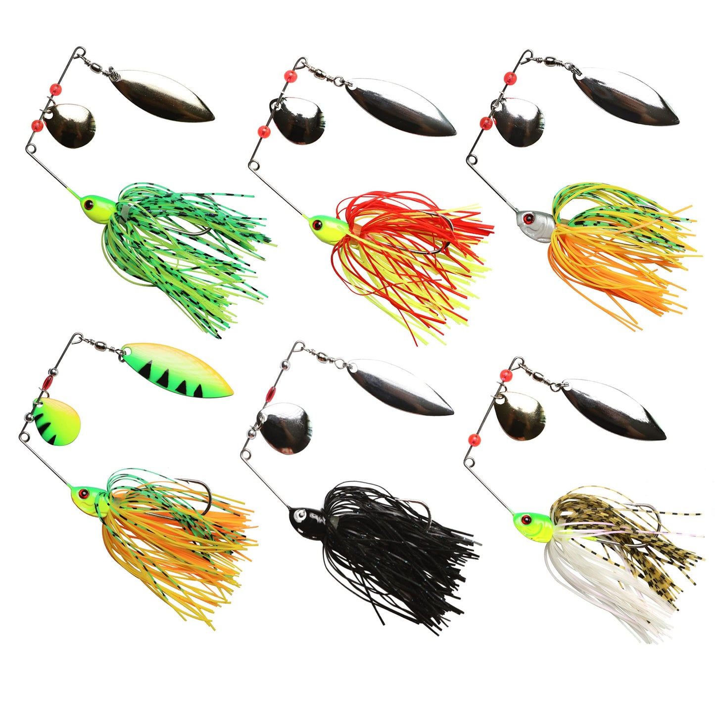 Spinnerbait Bass Fishing Lures Kit Spinner Baits Bass Fishing Lure Hard Metal Lure Topwater Buzzbait Swimbait for Pike Bass Trout Salmon Freshwater Saltwater Fishing(6PCS)