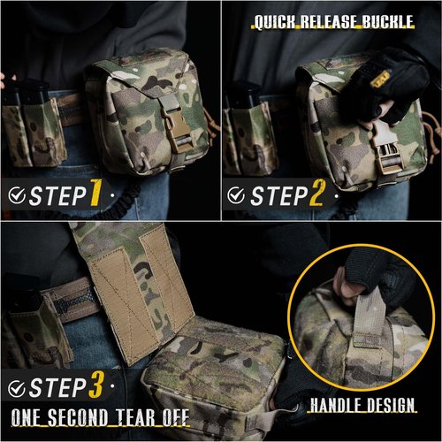 CASONMMAX Tactical Medical Pouch，Rip Away Ifak Pouches,Tear Off First Aid EMT MOLLE Trauma Kit EDC Bag. (MC)