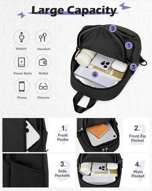 Small Black Sling Crossbody Bag for Men Women, Tactical Backpack Shoulder Daypack Mini Anti-Theft Motorcycle Chest Bags, Small One Strap Backpack for Casual Travel Hiking Outdoor Sports