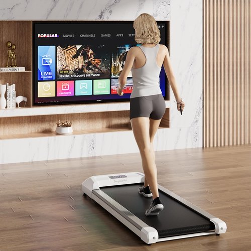 Goplus Walking Pad, Under Desk Treadmill for Home Office with 265 lbs Capacity, Portable 2 in 1 Walking Pad Treadmill Under Desk with Remote Control, LED Display