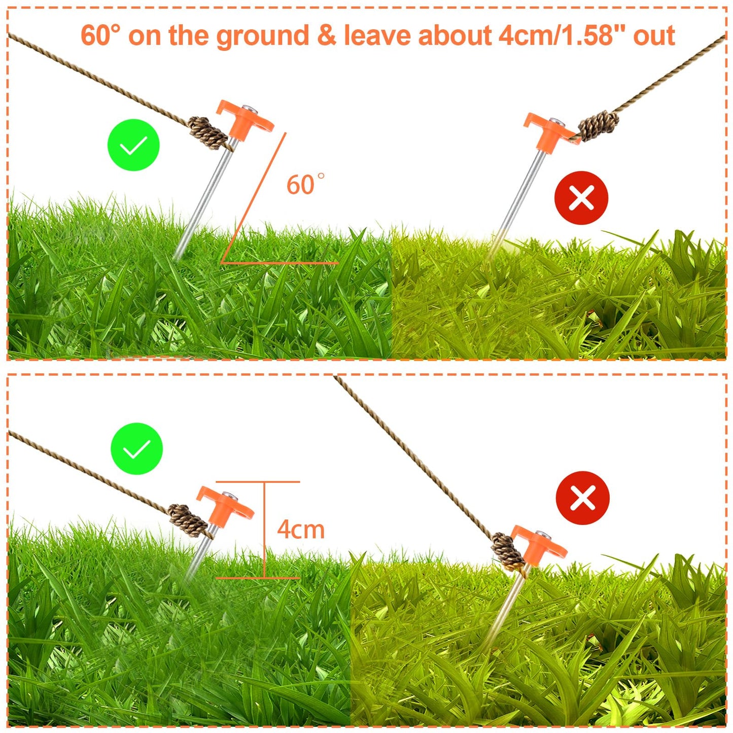 APACALI 40 PCS Metal Tent Stakes Heavy Duty, 10 Inch Yard Stakes Non-Rust Metal Tent Pegs Ground Stakes Tent Spikes Camping Accessories for Camping Patio, Garden, Canopies, Grassland, Outdoor