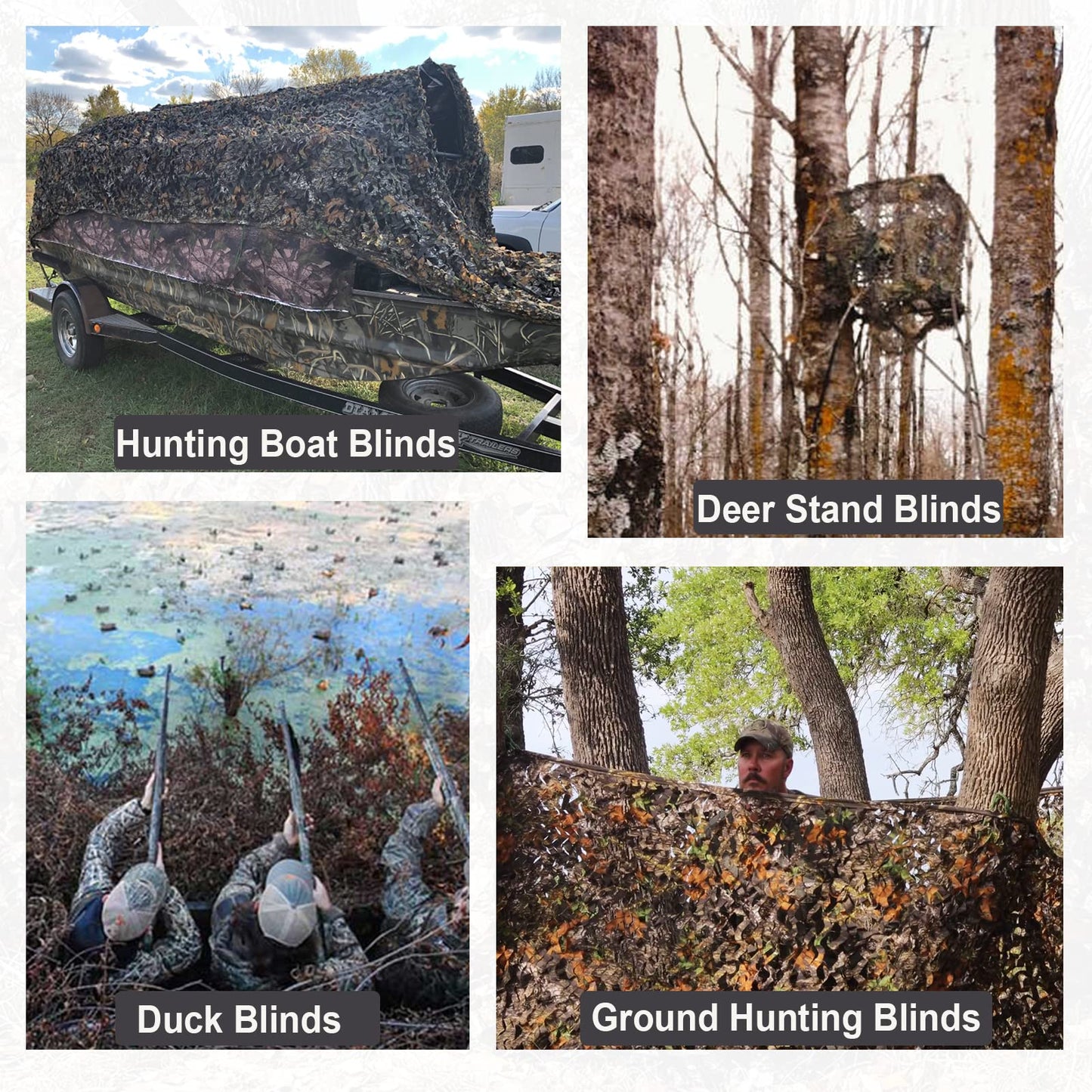 iunio Camo Netting, Camouflage Netting, Quiet Hunting Blinds, Military Shade Netting, Lightweight, Noise-Free, Great for Duck Hunting, Turkey Hunting, Photography, Concealment, Covering 10ftx10ft