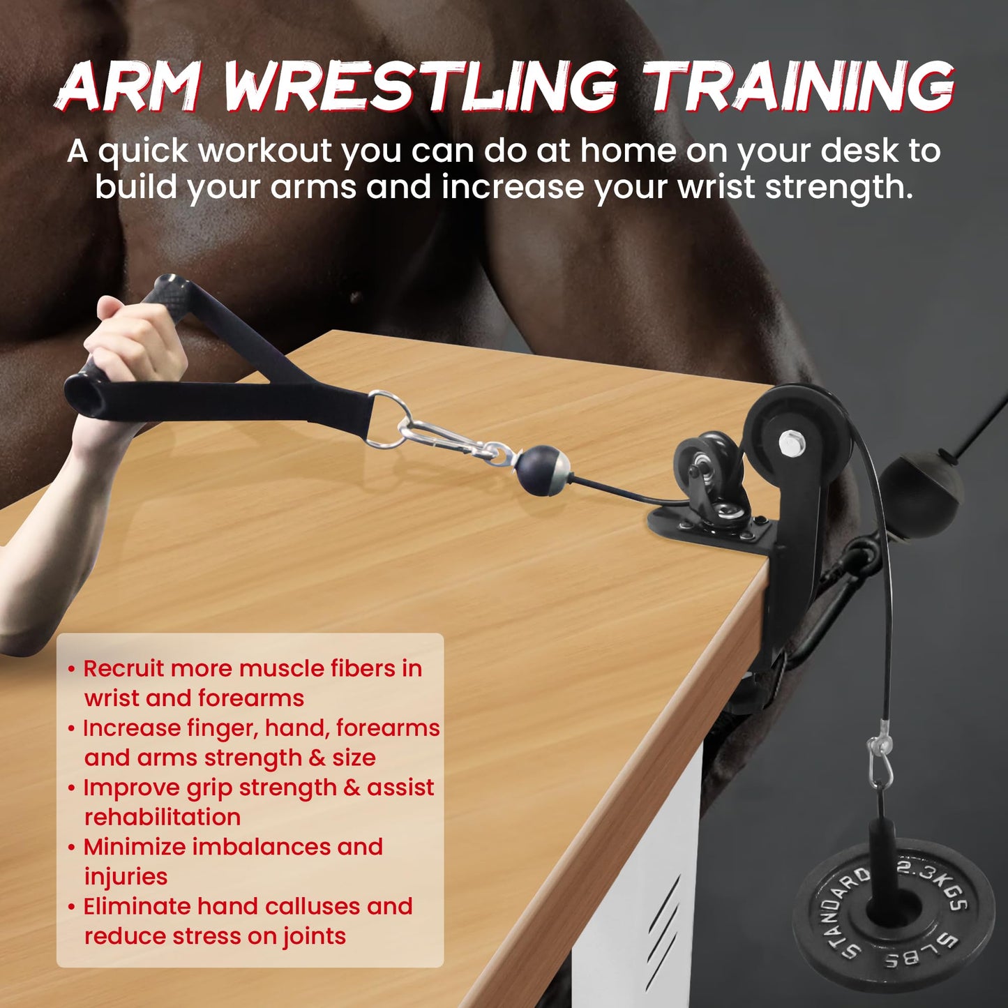 AHTAPFON Arm Wrestling Training Equipment, Arm Wrestling Training Table Pulley Cable System, Fitness Wrist & Forearm Strengtheners for Adults Professional and Biceps Training