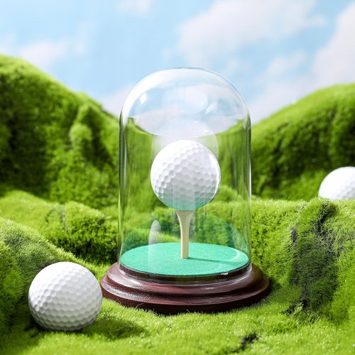 CroBlissful Golf Ball Display Case Hole in One Acrylic Golfball Memorabilia Display Holder with Wood Base Clear Dust Protection Transparent Storage Box for Single Golfball Baseball Case