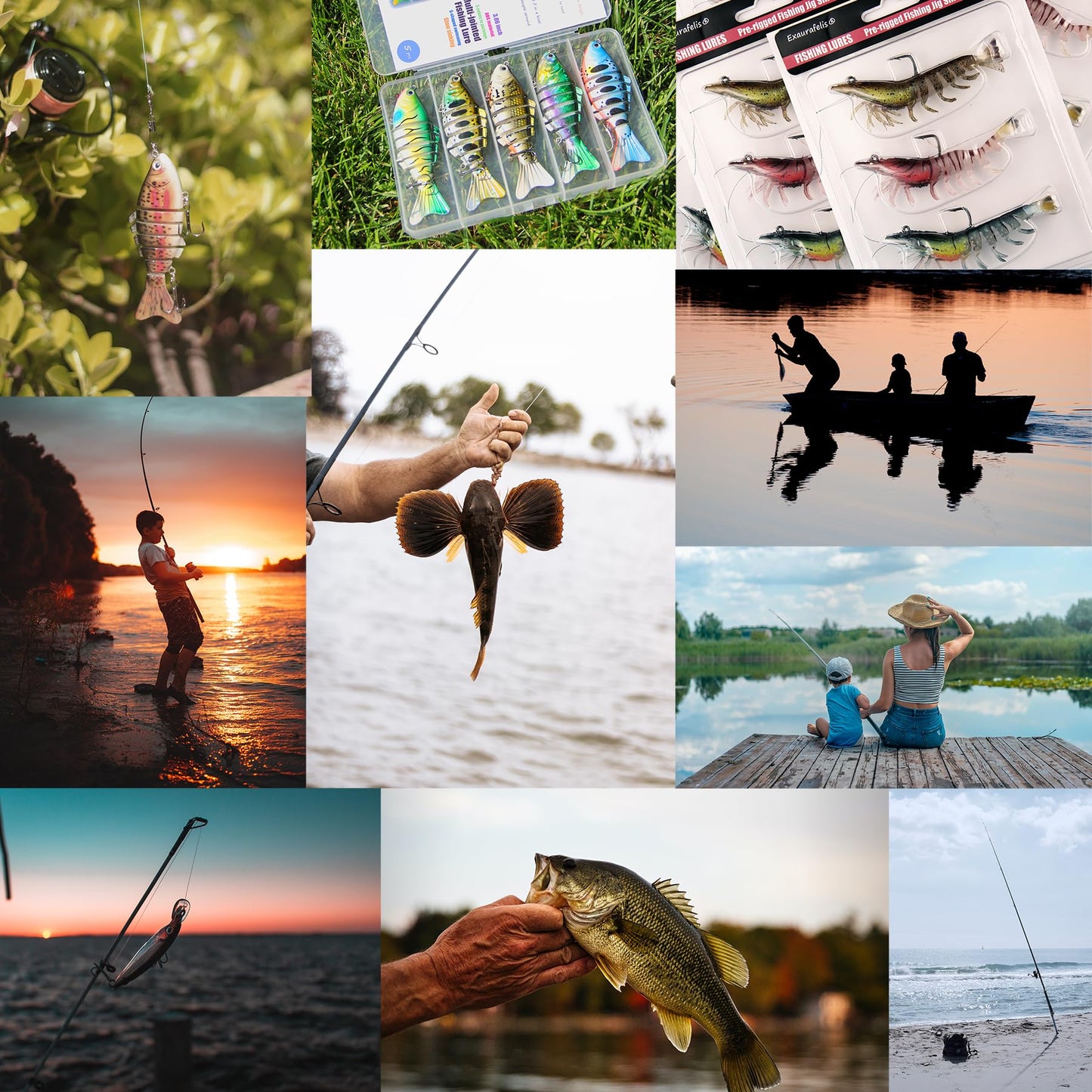 EXAURAFELIS 5pcs 7 Segment Multi-Jointed Swimbaits Fishing Lures for Bass Trout Perch Slow Sinking Lifelike Fishing Lure Kit Swimming Lures Freshwater Saltwater