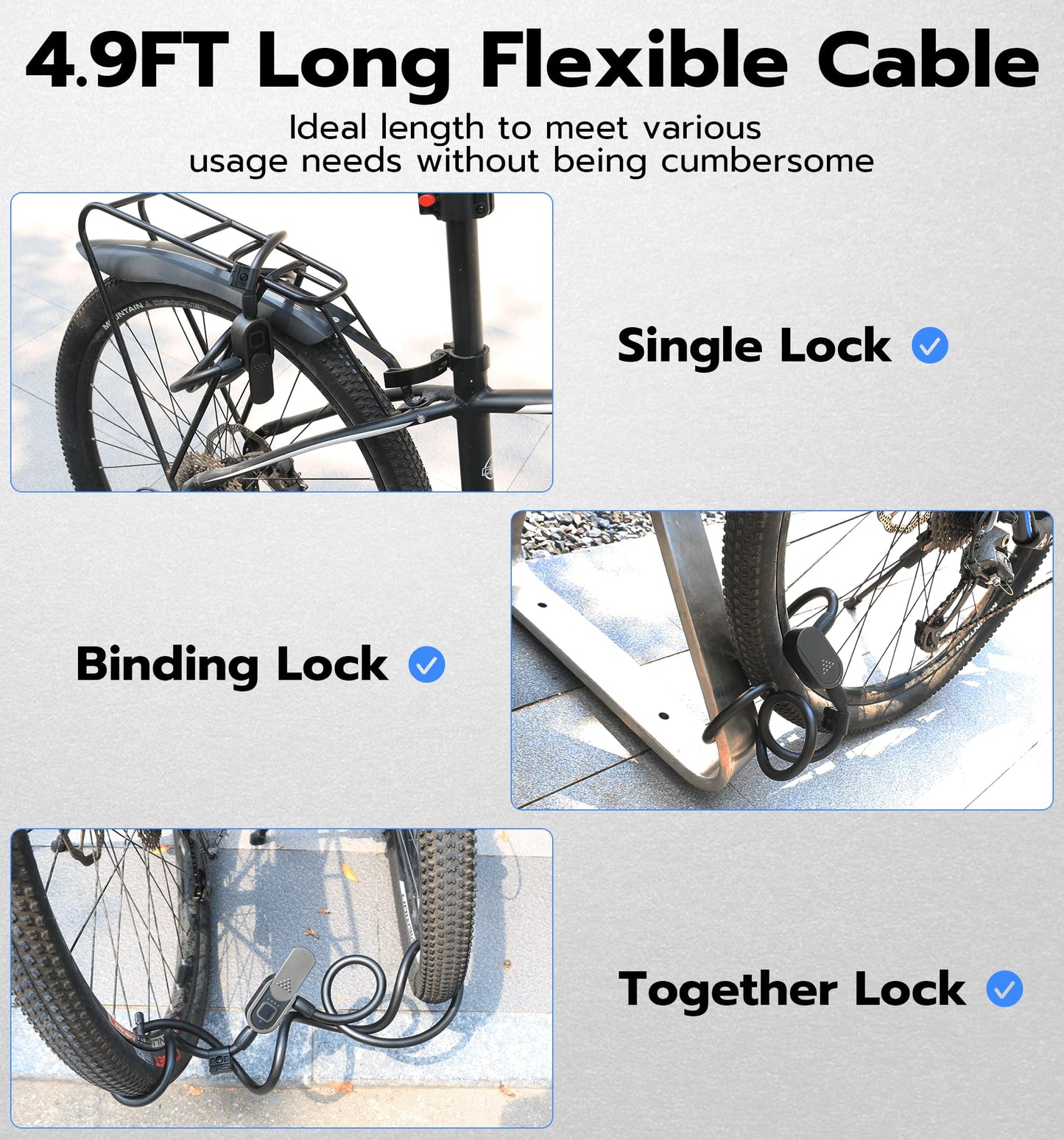 Anweller Fingerprint Bike Lock with Key, Heavy Duty Anti-Theft Weatherproof Keyless Bluetooth Digital Electronic Biometric Smart Cable Lock for Bicycle Scooter Accessories Outdoor Fence Gate