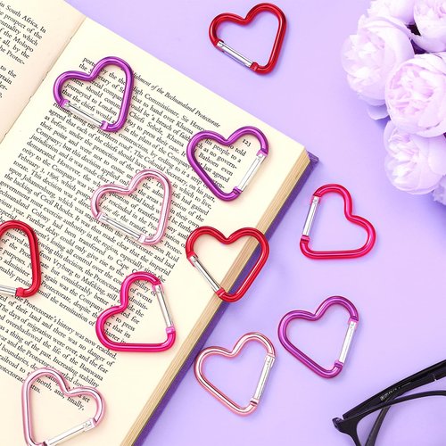 Shimeyao 40 Pcs Heart Keychain Clips Bulk, Aluminum Alloy Snap Heart Shaped Clips for Keys Backpack Outdoor Camping Hammock Dog Leash Water Bottles Holder Traveling Gifts