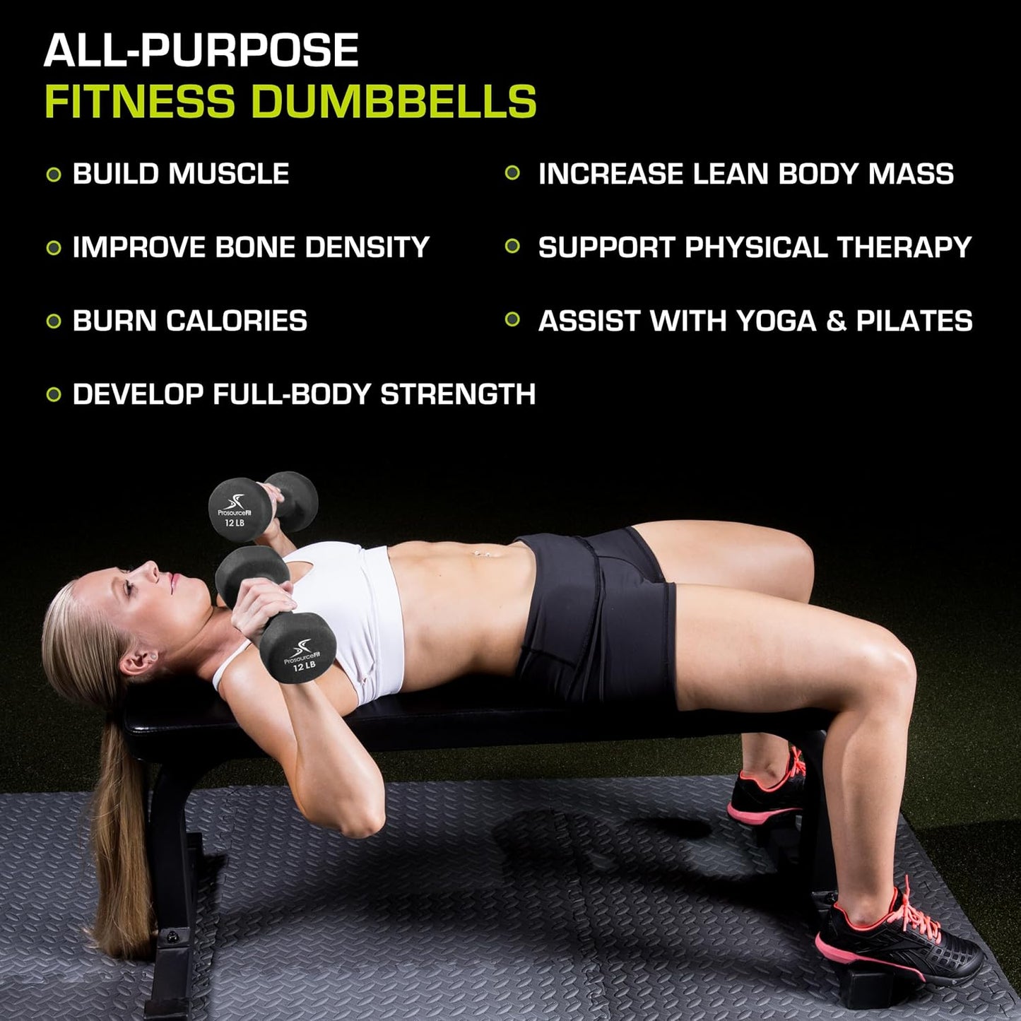 ProsourceFit Neoprene Dumbbell Coated for Non-Slip Grip, 10 lb