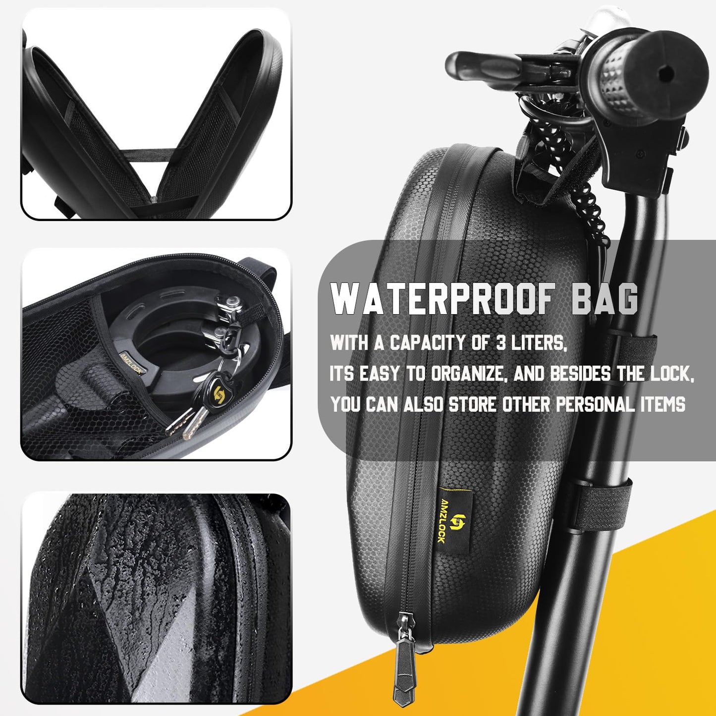 AMZLOCK Scooter Lock with Storage Bag, Electric Scooter Locks Anti Theft, Chain Lock 8 mm Thick, Bike Locks Heavy Duty, Electric Scooter Accessories for Scooter, Bike and Motorcycle