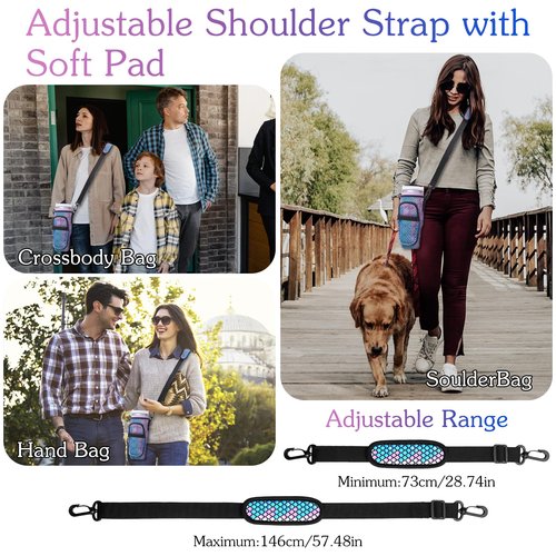 Water Bottle Carrier Bag with Phone Pocket for Stanl-ey 40oz Tumbler with Handle, Colorful Water Bottle Crossbody Bag with Adjustable Strap for Stanl-ey Cup Accessories