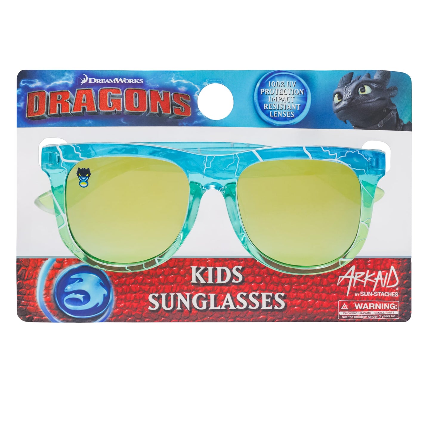 Arkaid Official How to Train Your Dragon Sunglasses for Kids | Light Blue and Green Classic Shades | UV 400 | One Size Fits Most Kids