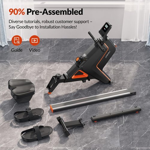 UTRYUP Magnetic Rowing Machine Foldable, New Upgrade Rowing Machines for Home Foldable, Quiet Flywheel System with Bluetooth, Extended Slide Rail - 350 LB Weight Capacity, Comfortable Seat Cushion