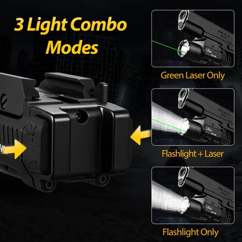 GOPLANT 1500 Lumens Weapon Laser Light Long Runtime 160 Minutes, Type-C Rechargeable Adjustable Rail-Mounted Laser Light Combo, LED Tactical Rifle Flashlight (GP-V06)