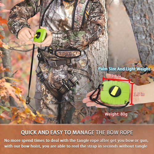 Seaperk Tree Stand Retractable Bow Hoist, Bow Rope, Bow Hunting Gear, Quick and Easy Reel Rope Up for Crossbow, Gun, Backpack, Rifle, Tree Stand Hunting Accessories