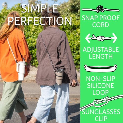 Single Handed Strong Crossbody Water Bottle Holder with Strap. Compatible with Stanley Tumbler, Simple Modern. Universal Water Bottle Carrier with Strap, Lightweight Water Bottle Sling Carrier