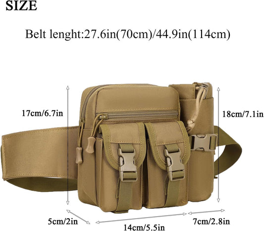 Tactical Fanny Pack with Water Bottle Holder - ArcEnCiel Outdoor Waist Bag for Fishing