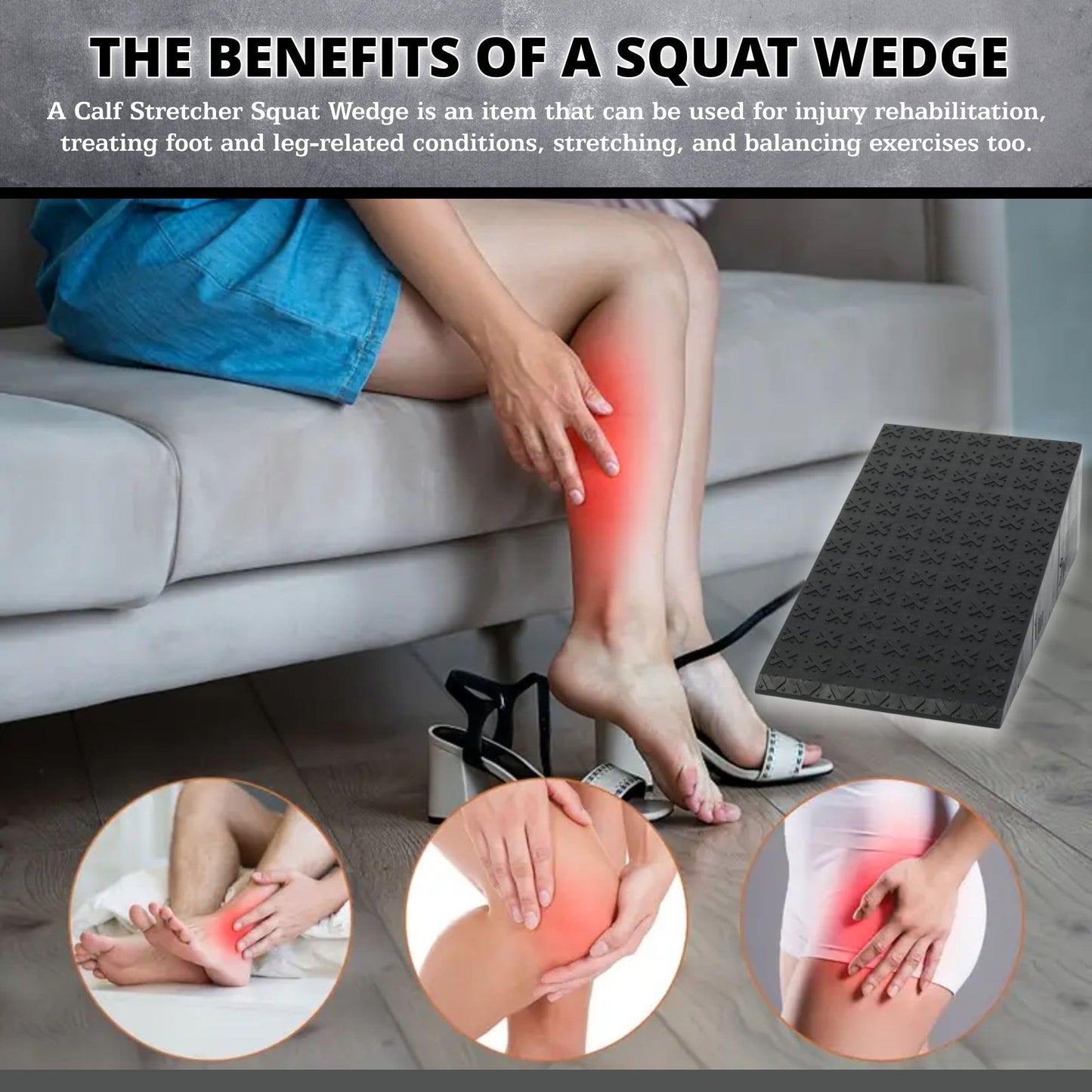 2 Pcs Versatile Squat Wedge Block for Heel Elevated Squat, Heavy-Duty Calf Stretcher Slant Board to Enhance Mobility, Balance & Strength Performance