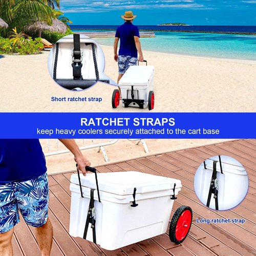 Upgraded Cooler Wheel Kit for Yeti/RTIC/Igloo Coolers Wheel Spacing up to19.8 Inches -12 IN Wheels Height Adjustable Cart Base for Ice Chest for Heavy Duty Coolers Camping Traveling Red&Black