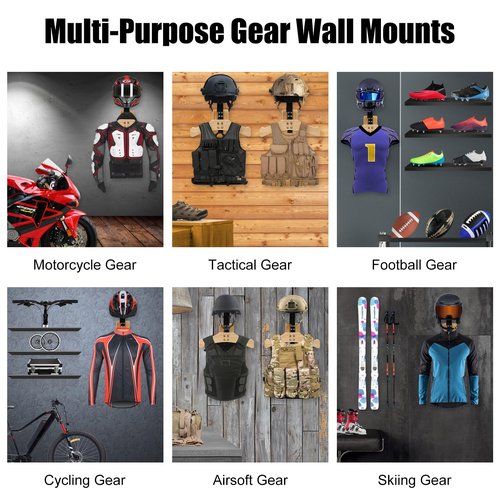 yolowbaas Tactical Gear Stand, Holds 100 LBS Wall Mounted Police Gear Rack, Heavy-Duty Body Armor Stand, Solid Wood Airsoft Plate Carrier Hanger, Motorcycle Helmet Holder Wall Mount Display