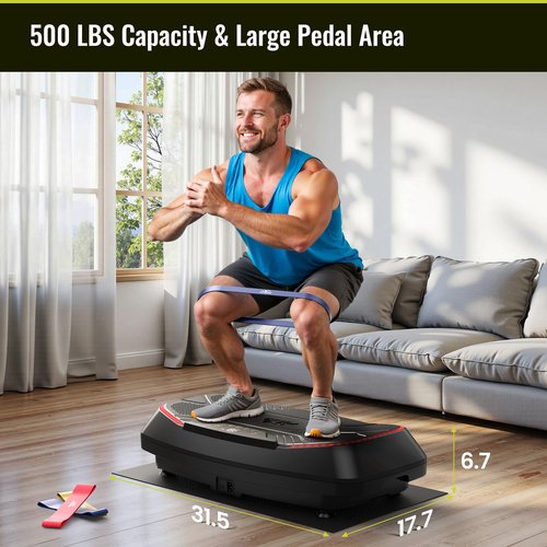 FLYBIRD 4D Vibration Plate 500 LBS Capacity - Oscillation, Linear, Pulsation Exercise Machine With Triple Motors for Lymphatic Drainage & Bone Density Building - Black