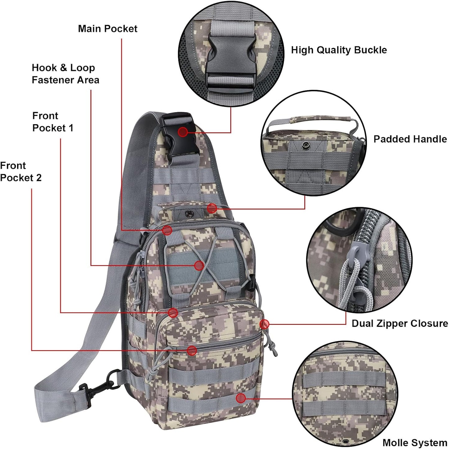 Tactical Waterproof Sling Backpack - Molle Crossbody Chest Bag for Outdoor EDC